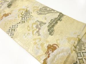 アンティーク　荒波に松・雲模様織出し袋帯（材料）